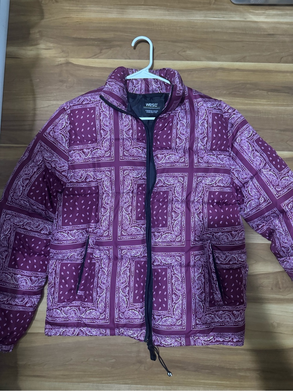 WESC Quilted Bandana Jacket - Burgundy & Light Pink